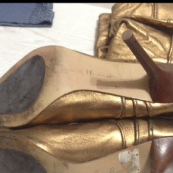 -ALDO leather metallic bronze cowboy boots - Picture 5 of 5